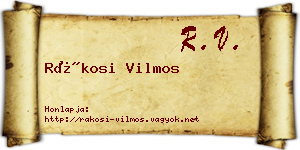Rákosi Vilmos névjegykártya
